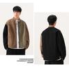 Men's American Retro Patchwork Harrington Jacket - Heavy-Duty, Loose Fit, Autumn/Winter 2025, Color Block Trendy Workwear
