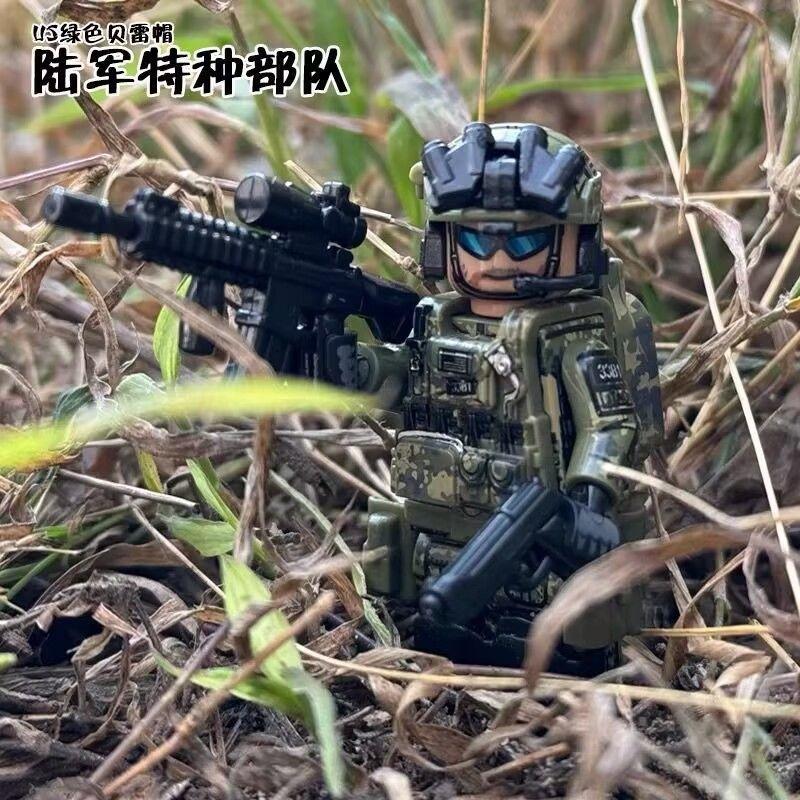 High military US special forces soldiers green beret army weapons miniature building block puzzle birthday gift world war ii