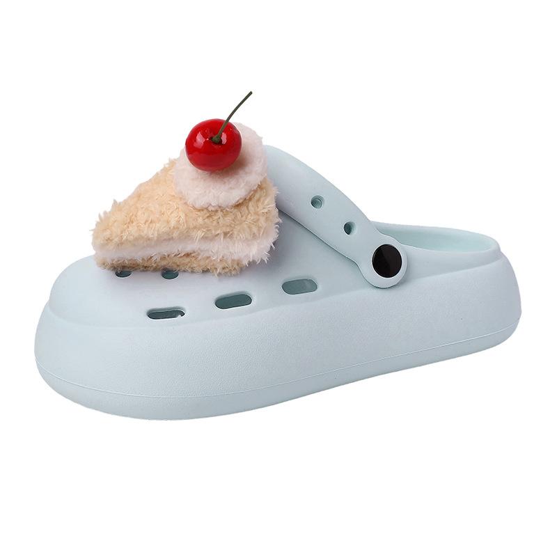 Cute Cartoon Cake Hole Shoes Women's New Summer Wear Casual Thick Soles Increase Height Breathable Bag Head Drag Tide