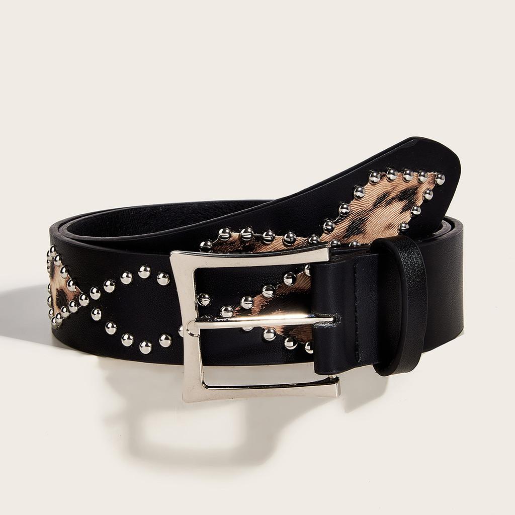 Punk Style Leopard Print Belt With Alloy Buckle For Streetwear Fashion Accessories