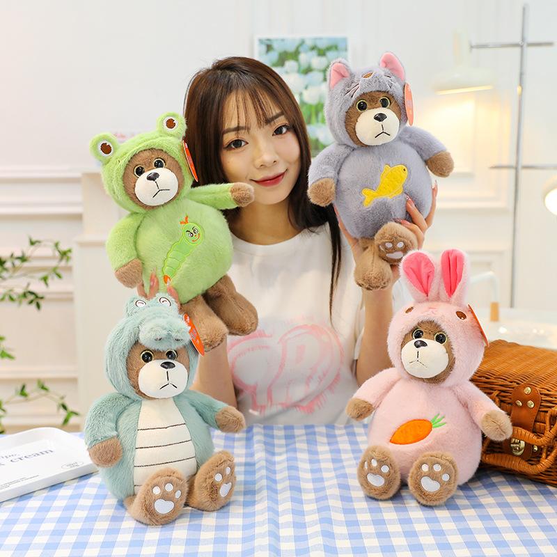Cute Turn Into a Bear Doll Doll Creative Rabbit Dinosaur Turn Into a Teddy Bear Plush Toy Sleeping Pillow