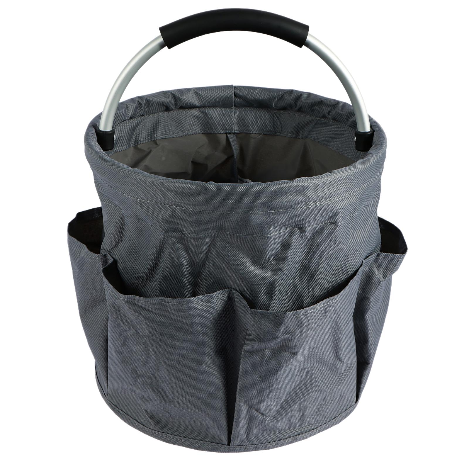

17L Hand Storage Basket Folding Garden Tool Basket Portable Picnic Basket Large Capacity Multifunctional Wash Bag with 6 Pockets серый