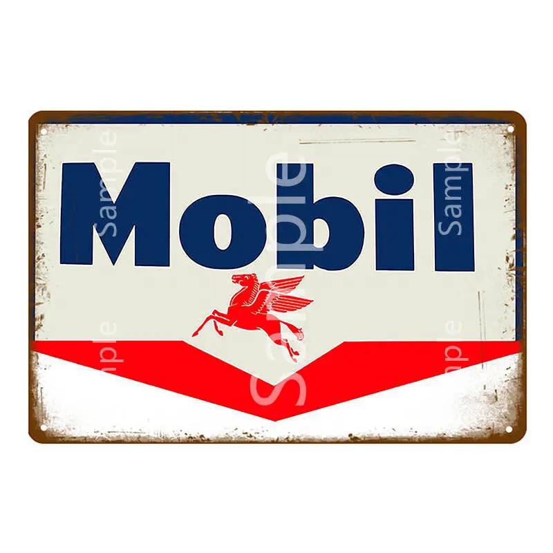 Vintage Gulf ESSO Mobil Racing Metal Tin Sign Wadhams Gasolines Motor Oil Garage Service Wall Decor Art Poster Wall Plaque YL055