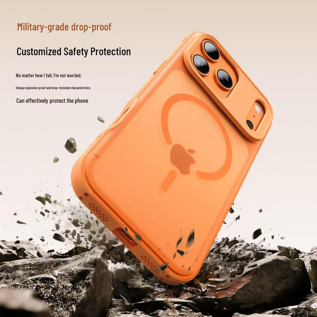 iPhone 17 Pro Magnetic Skin-Feel Case with Rotating Stand & Anti-Drop Protection (Compatible with Apple 16/15 Pro)