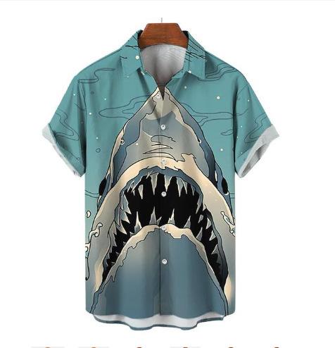 1116 Cool Cute Shark 1D Print Pattern Men's Shirt Street Casual Men's Shirt