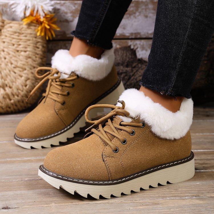 Women's Fashion Soft-Sole Winter Warm Fleece-Lined Snow Boots with Fleece Lining Short Boots, Slip-Resistant Casual Athletic Cotton Boots