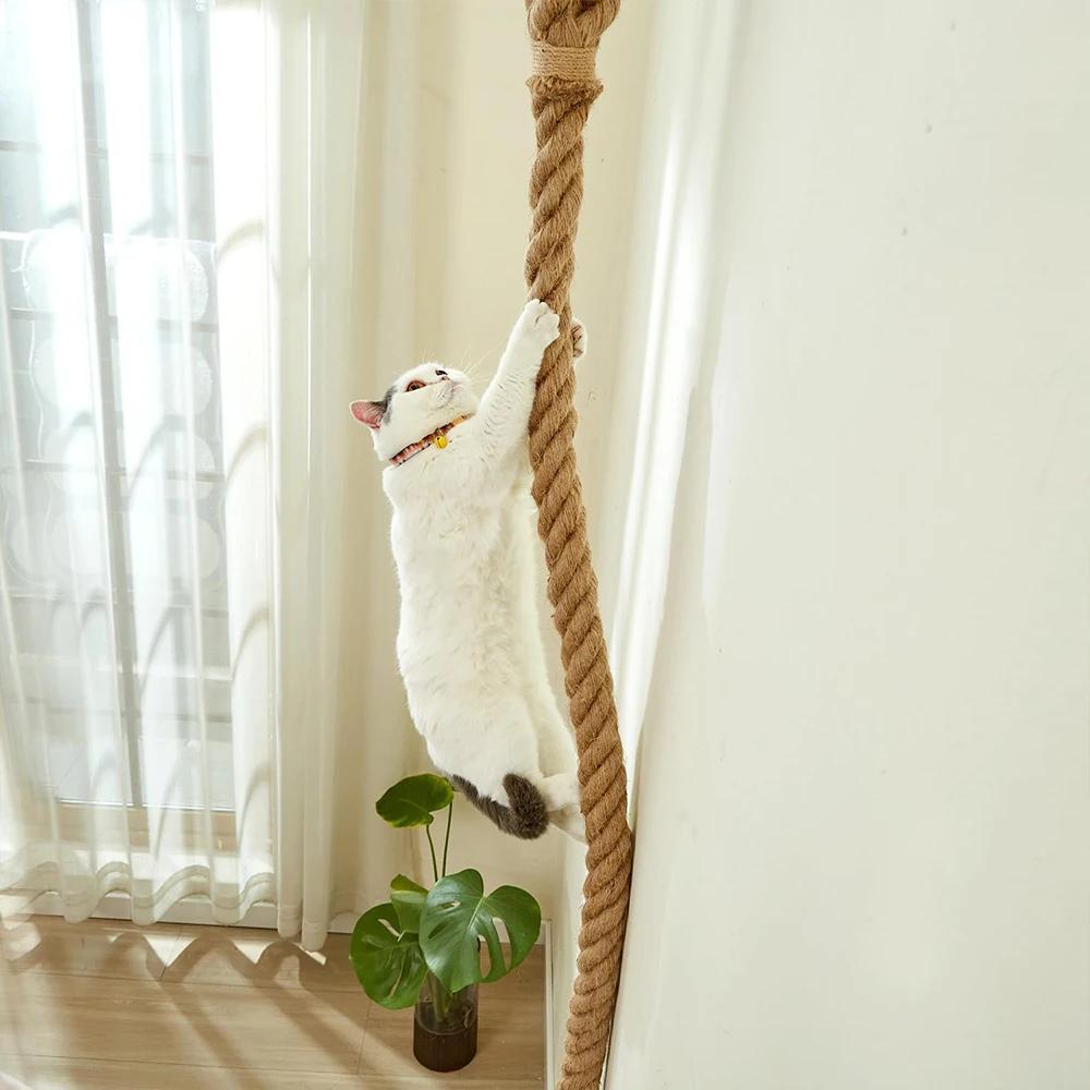 Katzen Decken Kletterseil Baum Wandmontiert Sisal Kratzbaum für Katzen Langlebige Haustiermöbel Krallen Schleifen Training