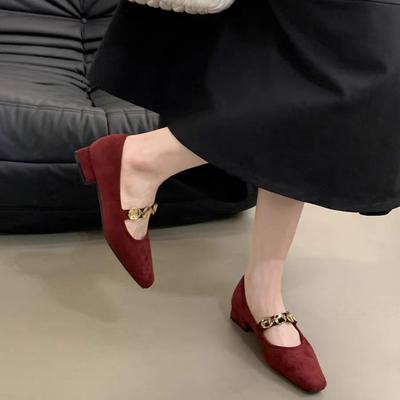 Coarse Heel Single Shoes Women's Spring and Autumn New Shoes Soft-soled Ballet Shoes with Mary Jane Shoes Women