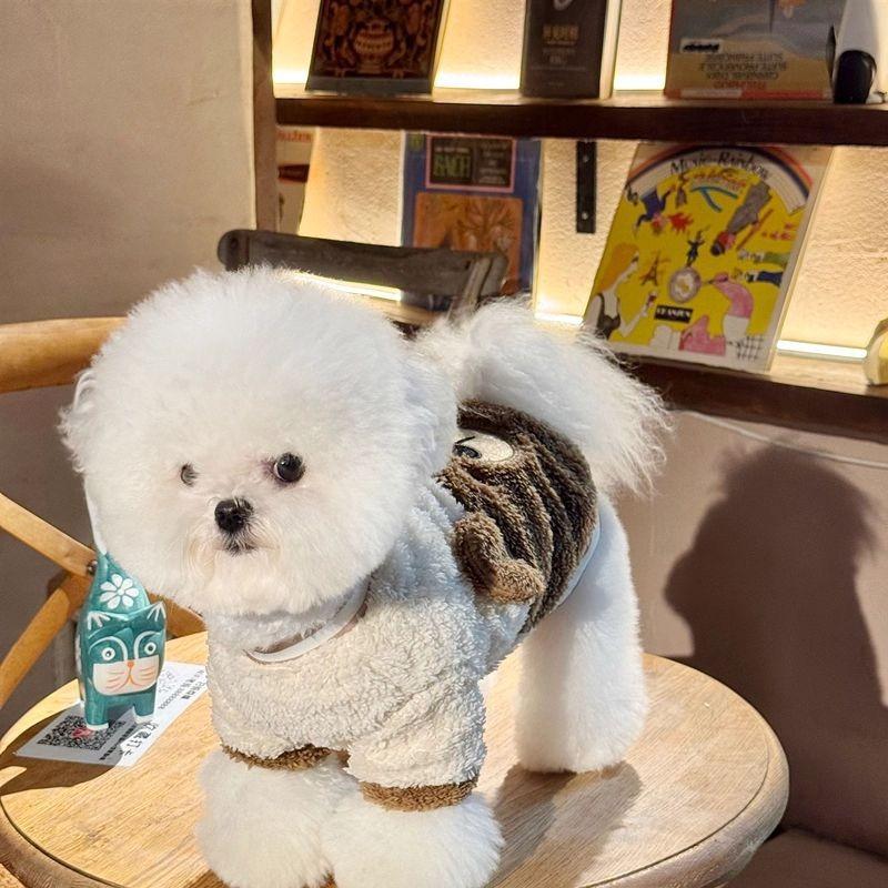 Ubranko dla szczeniaka z nadrukiem misia Jesień Zima Kostium dla zwierzęcia Misiek Mały pies Zimowa smycz Kamizelka z polaru dwunożna