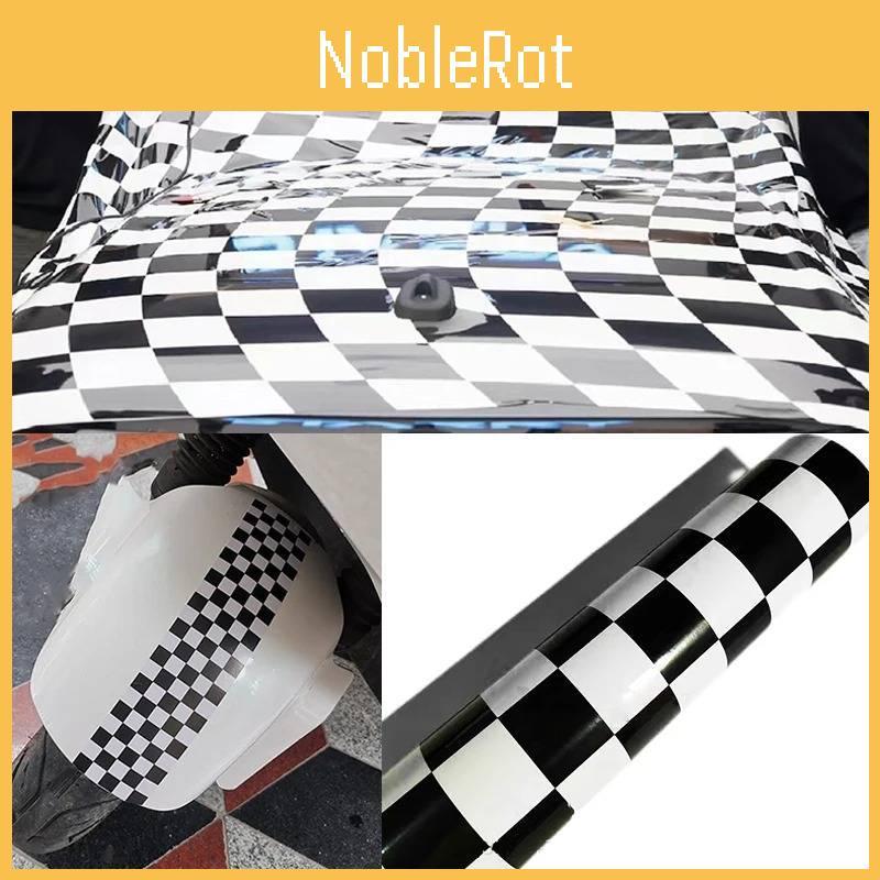Checker Black White Pattern Bright Surface Stickers For Car Motorcycle And