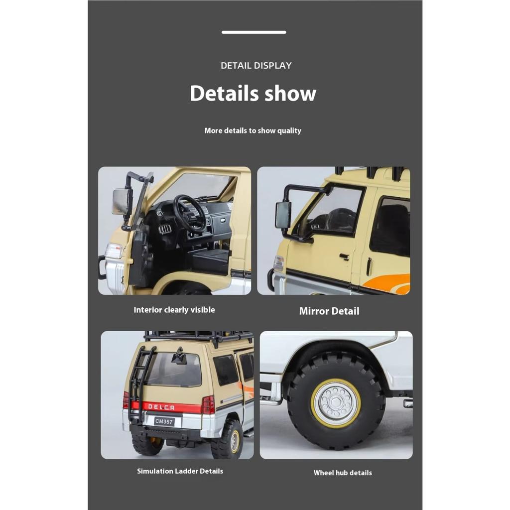1/24 Mitsubishi Delica MPV Mini Car Die Casting Alloy Commercial Vehicle Metal Model Car Simulation Sound and Light Toy Gift
