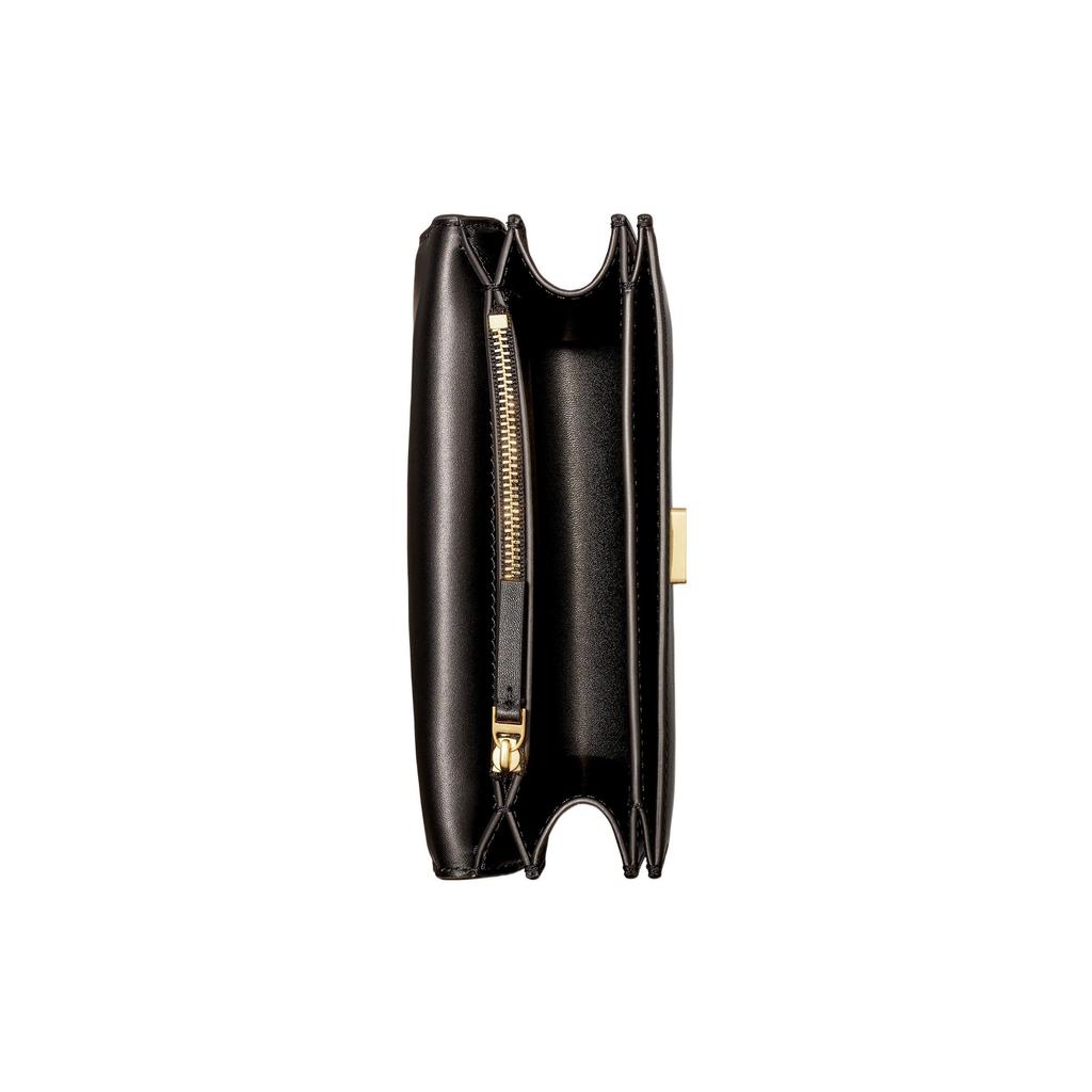 Tory Burch Eleanor 19 Magnetic Flap Closure Leather And Suede Trim Handheld Crossbody Shoulder Bag Women Bags Black 143403-001
