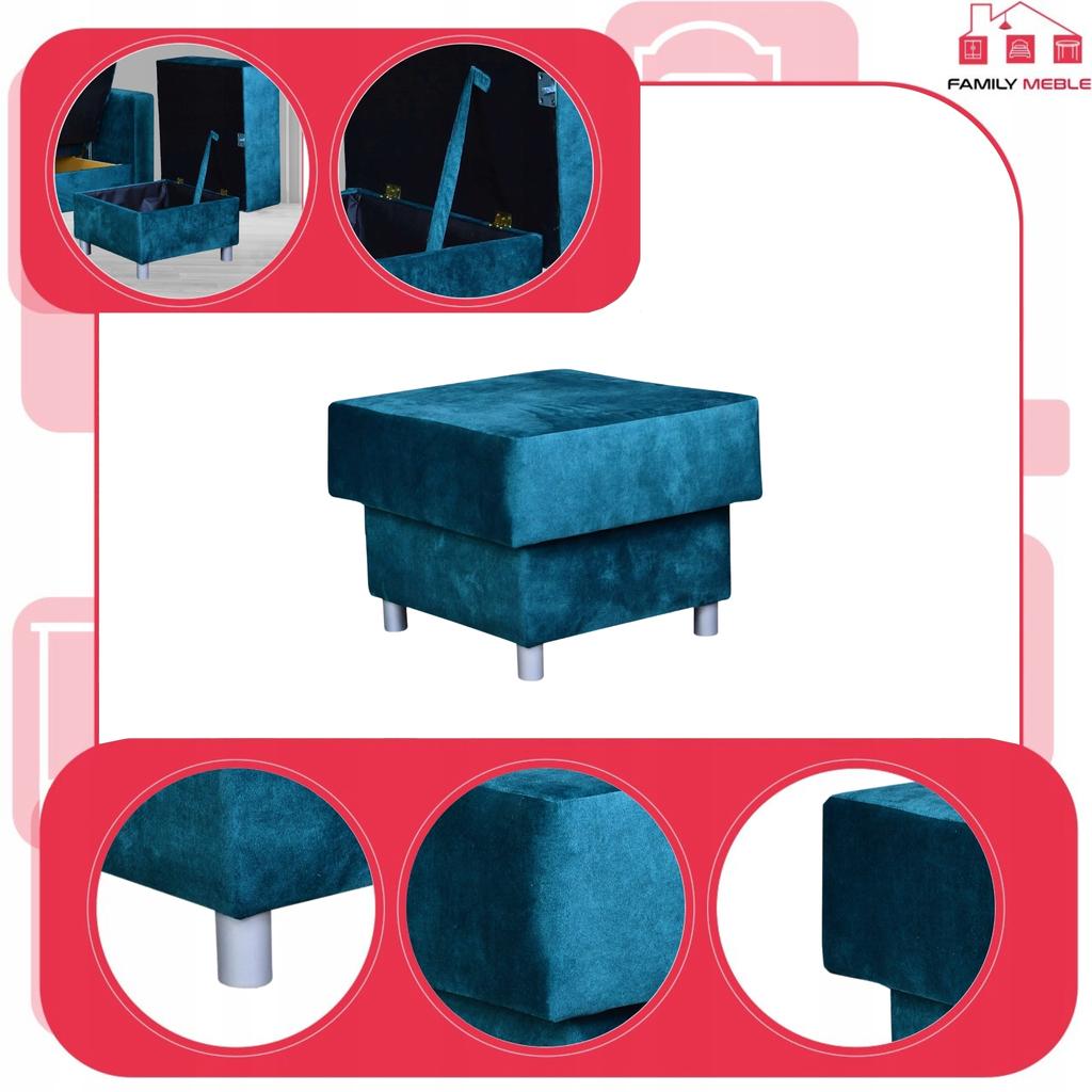 Ecksofa Alicja mit Hocker Sofa Couch ausklappbar Family Möbel blau