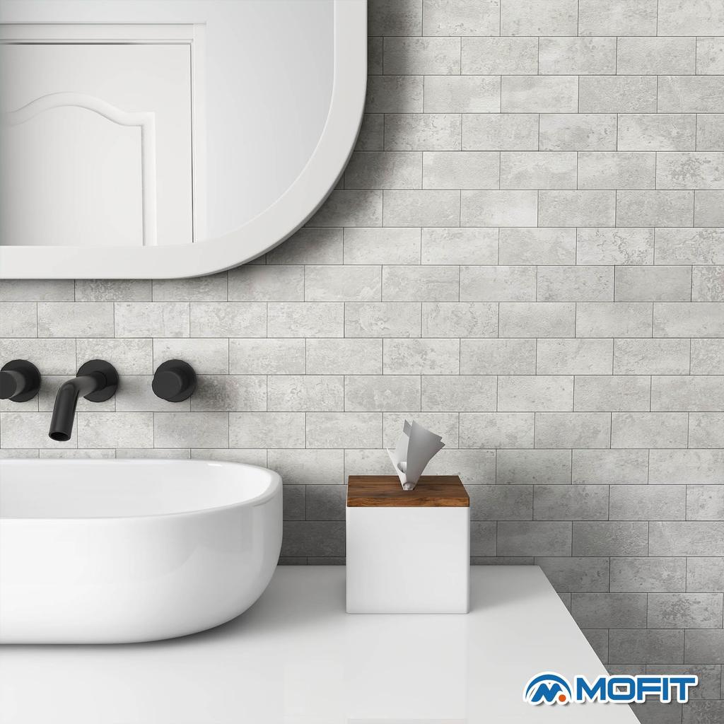 M MOFIT Tile Sticker Kitchen Washroom Tile Wall DIY Waterproof Panel Mosaic Tile Marble Style Wall Decor Pieces (5 Gray)