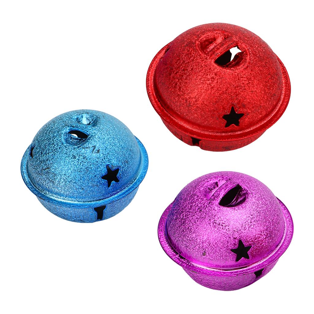 15pcs Jingle Bells Colorful 40mm Iron Material Painted Hollow Pentagram DIY Matte Craft Bells for Jewelry Pendants
