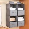 Cotton Linen Hanging Storage Bag Drawer Style Wardrobe Organizer Box Clothes Organizer Holder Collapsible Hanging Storage Shelve