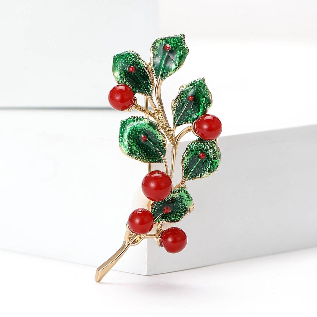 Personality Creative Alloy Enamel Pearl Leaf Brooch Temperament Women'S Clothing Corsage Ornament Pin
