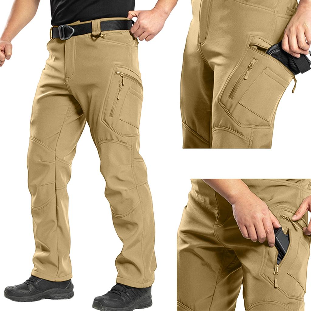Men's -Lined - Cargo Pants | Multi-Pocket - Breathable For Hiking, & Fishing (No Belt Included)