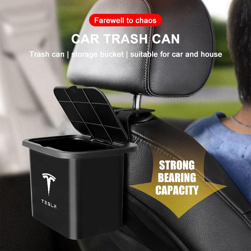 1Pcs Car Seat Back Hanging Trash Can Storage Case Rear Row Organizer For Tesla Model 3 S X Y Style Roadster Invader Coil Mod WYE K80