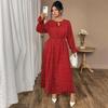 Plus-size Women's Polka Dot Loose Long-sleeved Dress