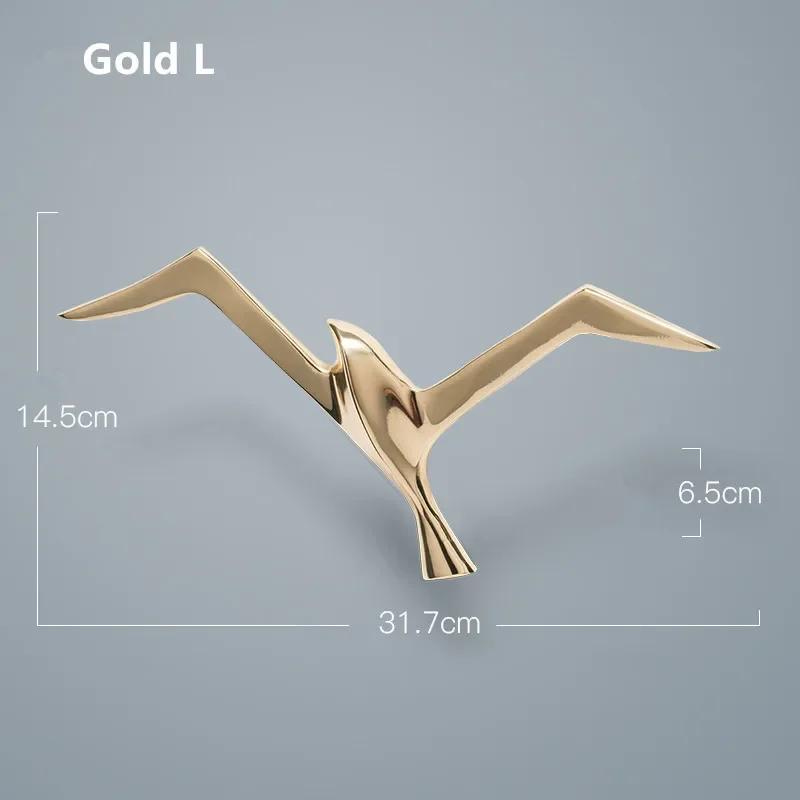 Luxury Pure Copper Seagull Statue Wall Hanging Metal Bird Sculpture Ornament Retro Office Cafe Wall Decoration Home Decor Gift