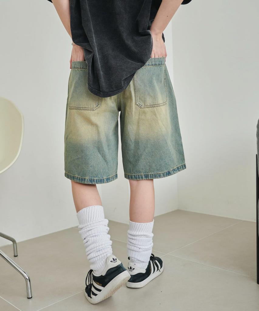 WEGO Vintage Wash Denim Veľkosť Svetlý Denimový Povrch Dámske Šortky, M,