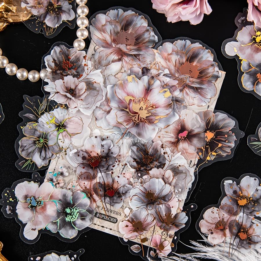 

Pack of 20 Sheets of Vintage Floral Gorgeous Flower Letter Materials for DIY Decoration Scrapbooking PET Stickers, Valentine s Day Romantic Stickers One-size