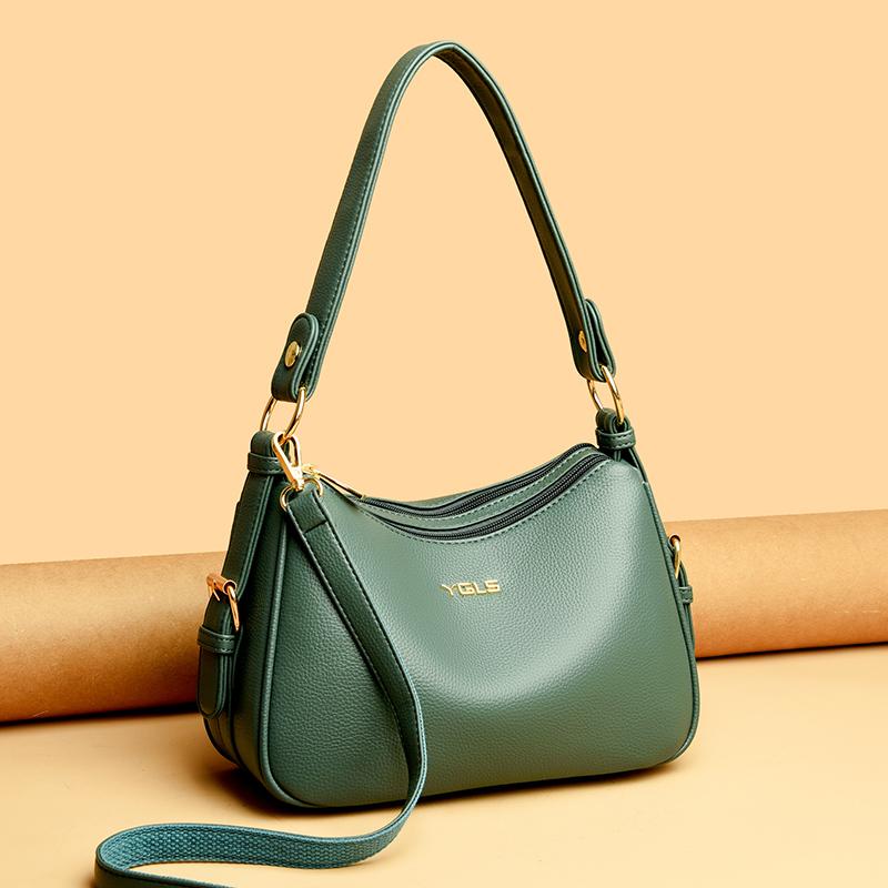 Weiche Leder-Schultertasche für Damen, große Kapazität, Umhängetasche, hochwertige einfarbige Schultertaschen, Mode-Tasche