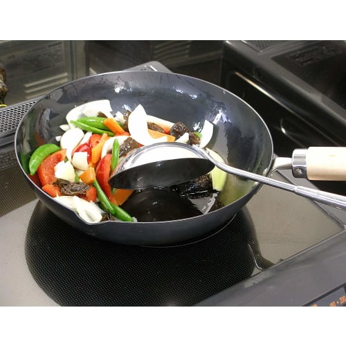 River Light Extreme Iron Frying Pan, Deep Stir-Frying Pan, 30cm, Iron Nitride Finish, Induction Compatible, Rust-Resistant, Wok, Made in Japan, K1430