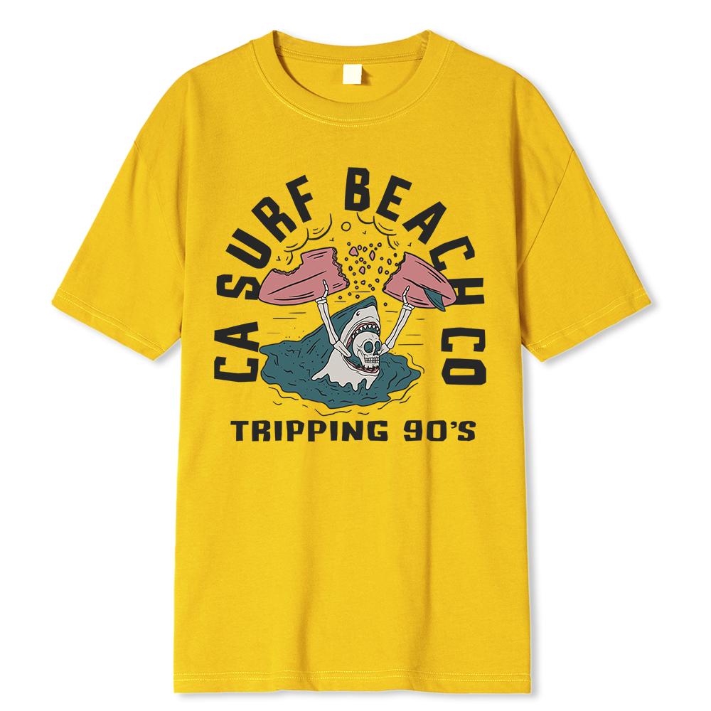 

Футболка с принтом California Surf Beach Tripping 90 S для мужчин и женщин в стиле хип-хоп, свободная футболка из хлопка, повседневная футболка 2XL