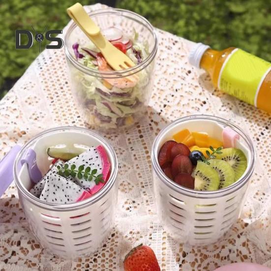 Portable Salad Cup with Fork Fruit Storage Container for Fridge BPA-Free Leak-Proof On-the-go Cup Freshness Preserving Salad Container