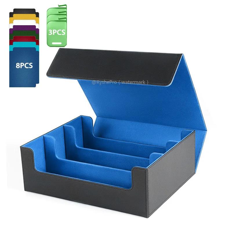 

Card Deck Case for Trading Cards 1800+ Leather Magnetic Commander Storage Box Magic Card Protector for YuGiOh MTG Sport Cards синий