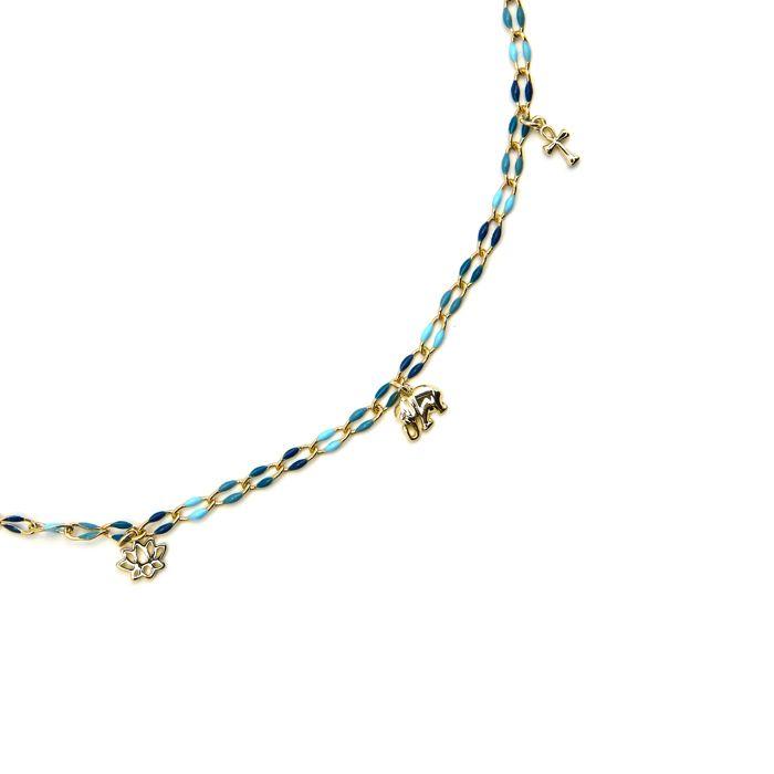 Collier Luxenter en argent 925 et finition on or 18k laqué bleu - Shione