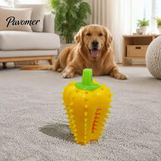 Spiky Chili Dog Chew Toys Toy, Treat Dispenser Shaped Enrichment Interactive Rubber Toy for Teeth Cleaning, Mental Stimulation Anxiety Relief