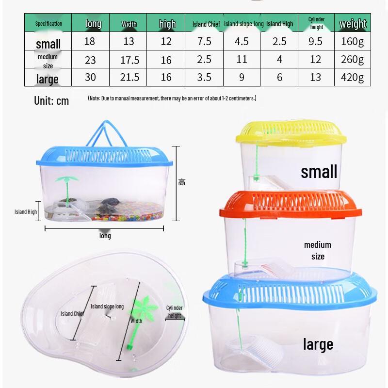 Portable Plastic Turtle Terrarium with Basking Platform