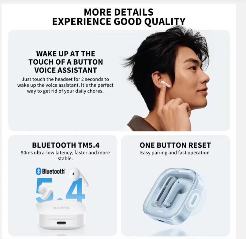 New Xiaomi Redmi Buds 6 Vitality Edition Bluetooth 5.4 Noise Reduction Earphone 30H Battery Life 5 Tuning Modes Wireless Headset