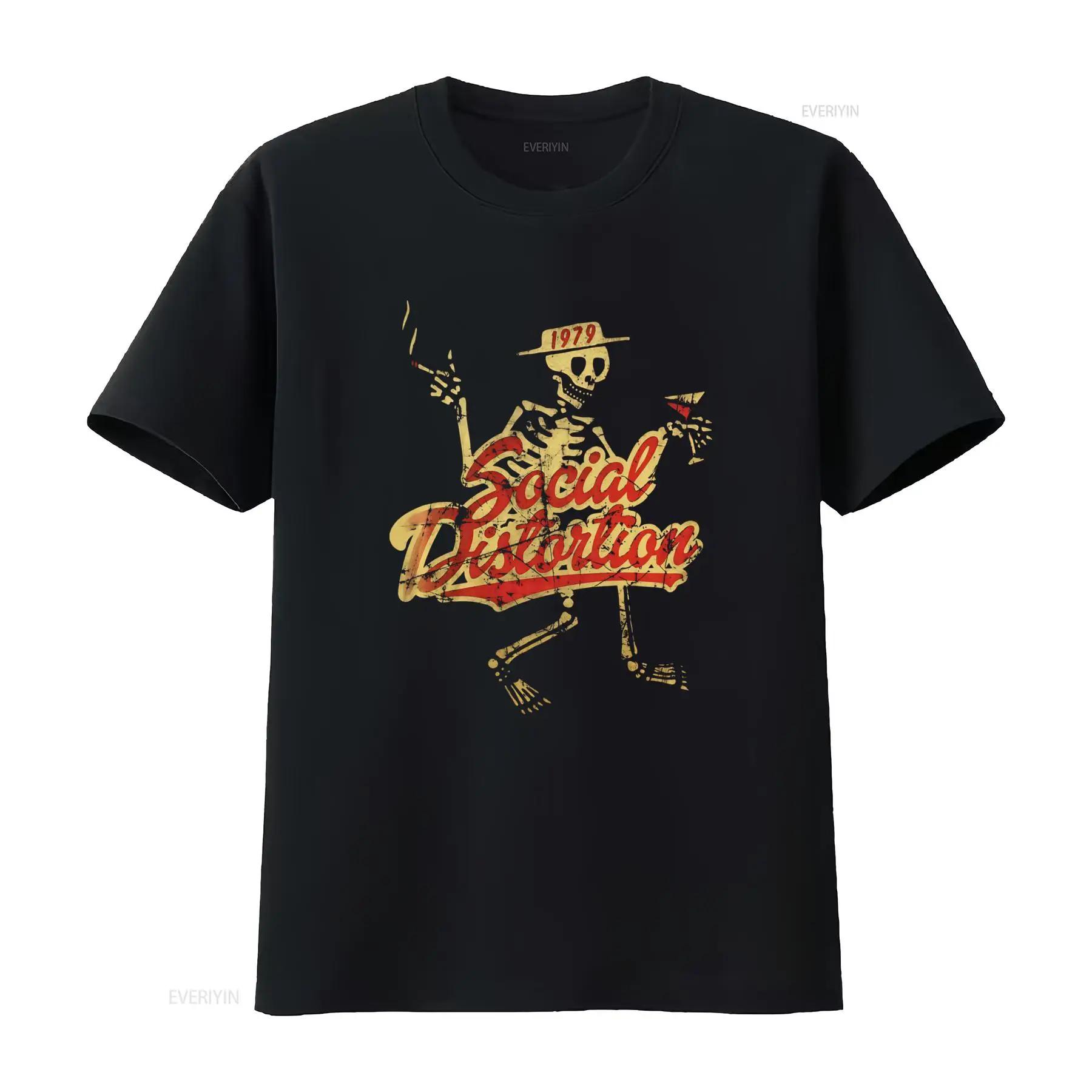 

Social Distortion Men s Vintage 1979 Skull Print T Shirt Black Retro Rock Style vintage Washed designer clothes Unisex Slightly 5XL різнокольоровий