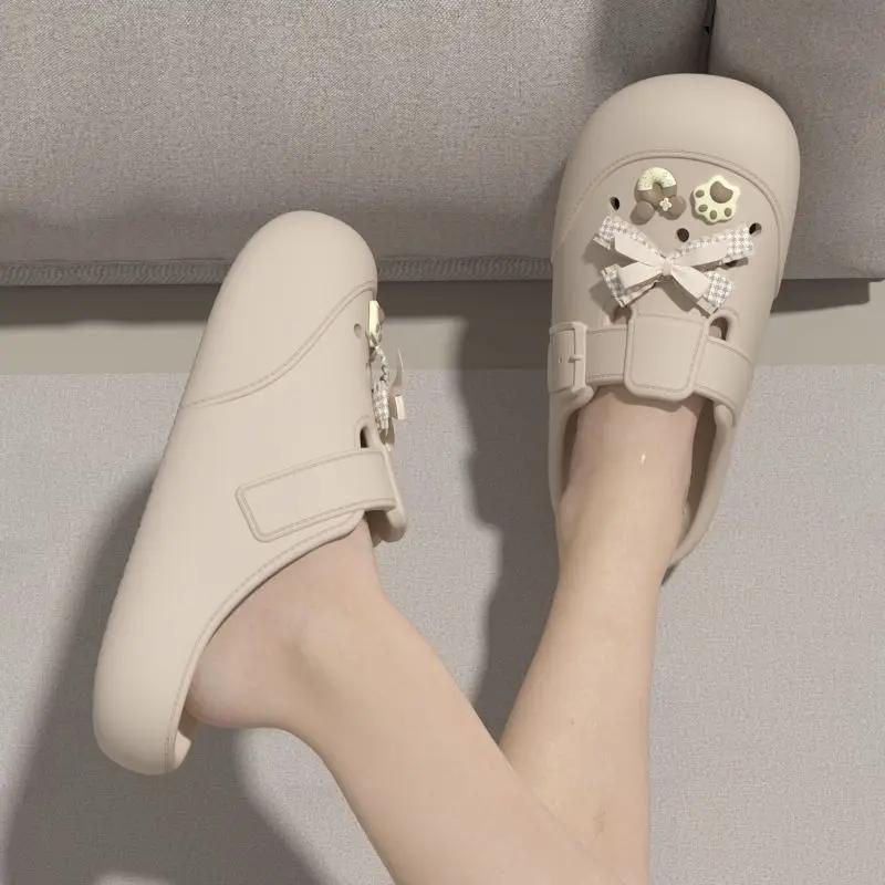Fashion With Bow Thick Shoes Wholesale On Offer Original Waterproof Slides Promotion New Fashion 39 Women's Slippers and Ladies Sandals