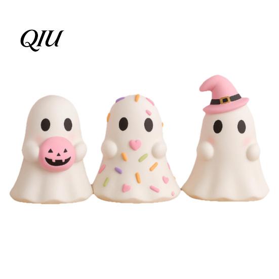 Halloweenový suvenýr Dárek Roztomilá pryskyřičná figurka ducha, Cukrová dýně Klobouk čarodějnice Růžová dekorace Stůl pro dívky, Bílý Kawaii Stolní ozdoba Místnost