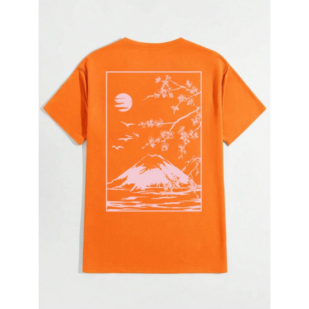 

Футболка с визитной карточкой Tokyo Sakura Mount Fuji, мужская модная футболка, хлопковая летняя повседневная футболка в стиле хип-хоп, свободная хлопковая футболка XL