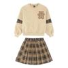 2024 College Style Plaid Skirt Set for Big Girls – Trendy Two-Piece Outfit