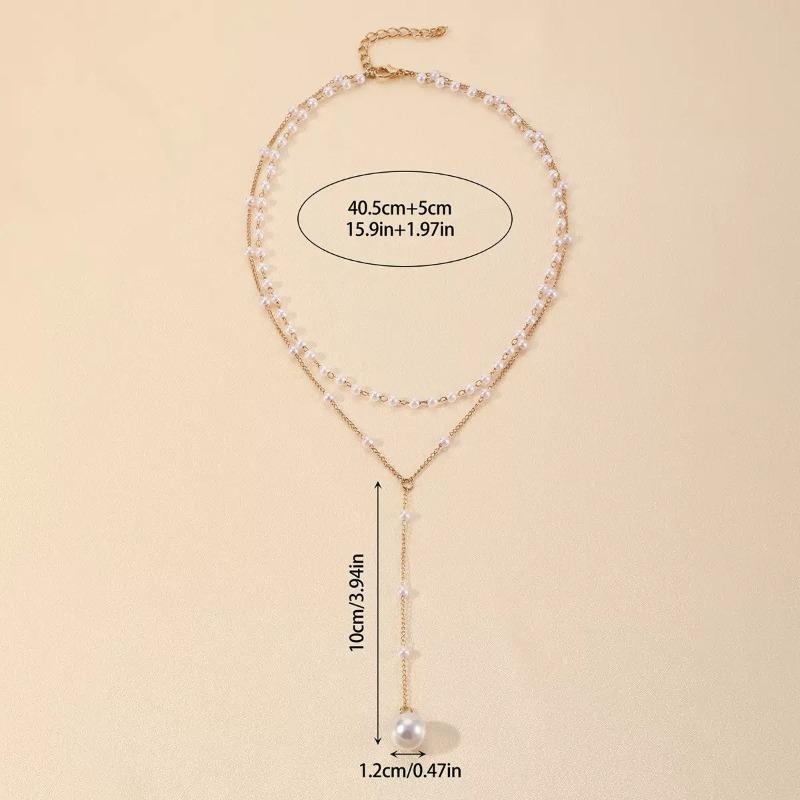 Fashionable Double-layer Pearl Tassel Pendant Necklace, Elegant Women's Wedding Banquet Holiday Gift, Gorgeous Jewelry