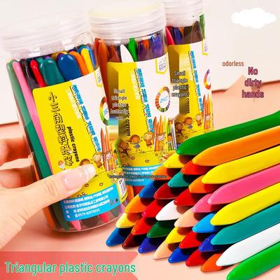 36-Color Washable Non-Staining Triangular Crayons for Kids - Silky Smooth, Highly Pigmented Plastic Oil Pastels