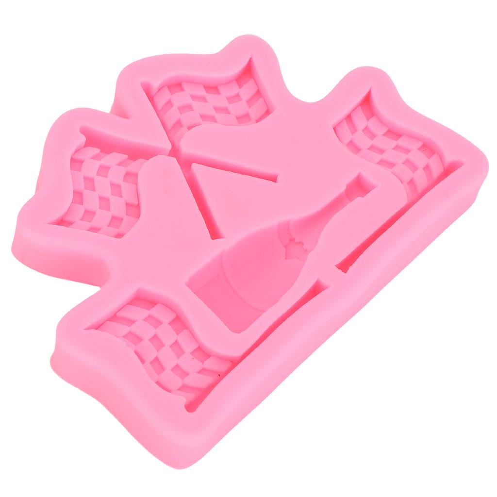 Flagg Fondantform Silikon Racerbiltema Sjokolade Godteri Bakeform Kaketopp Dekorasjon til Gutt Bursdag Leire