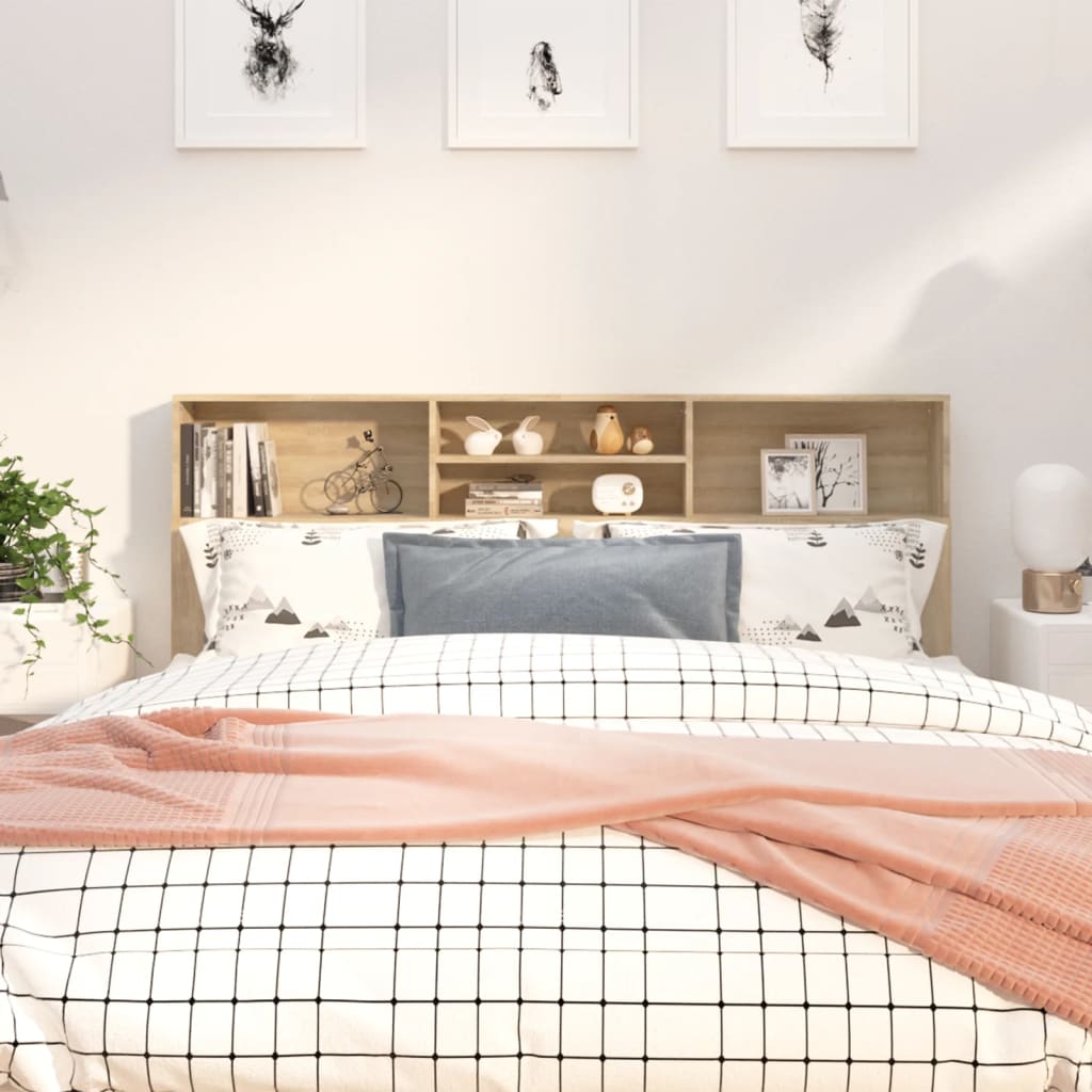 VidaXL Bett-Kopfteil mit Ablagen Sonoma-Eiche 180x19x103,5 cm