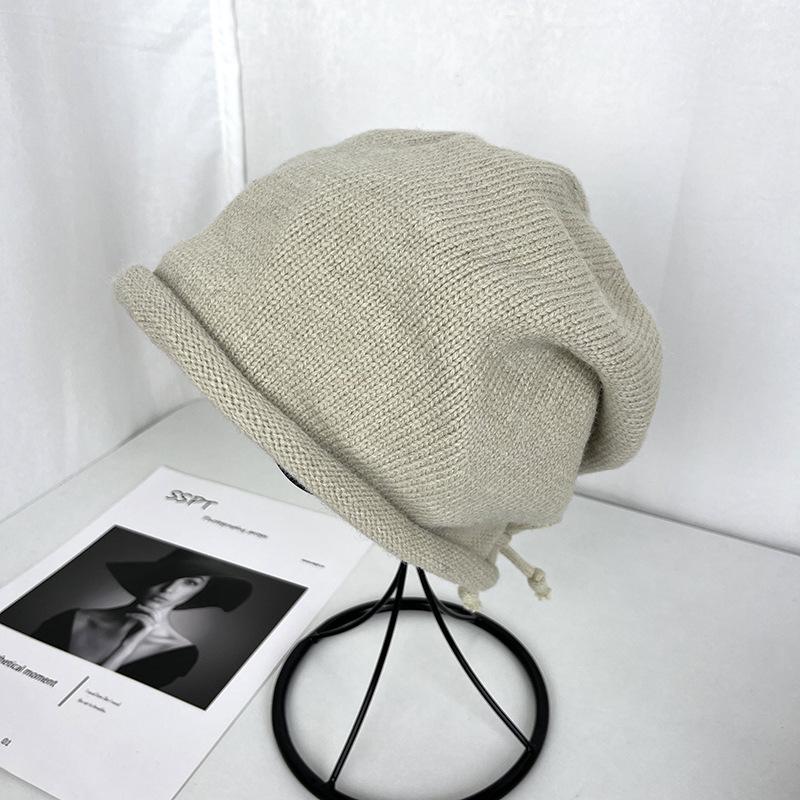 Face Showing Small Pile Hat Autumn and Winter Women's New Woolen Hat Korean Style Fashion Versatile Drawstring Style Cold Hat