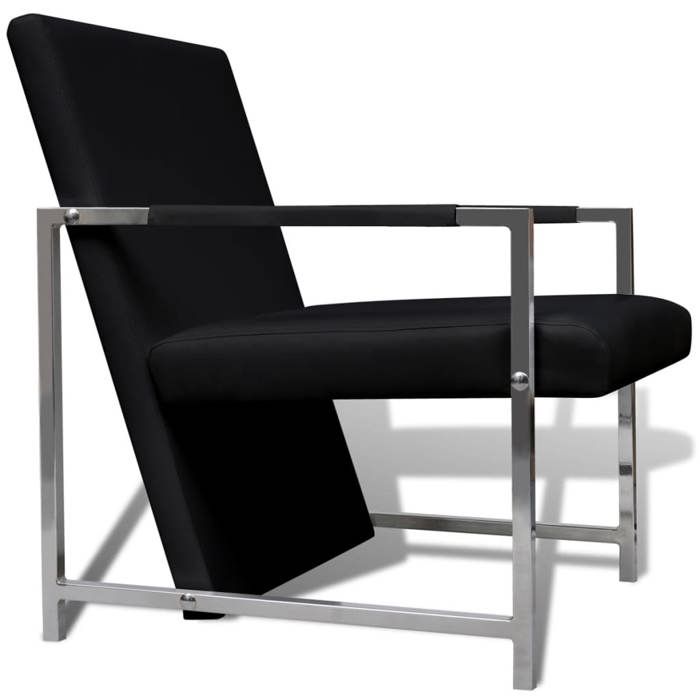 Fauteuil magnifique avec pieds chromés Noir 241006