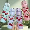 1PC Fresh Red Cherry Fruit 750ml Color Plastic Sports Water Bottle Leakproof Flip Straw Lid Suitable for Sports Office Home Use