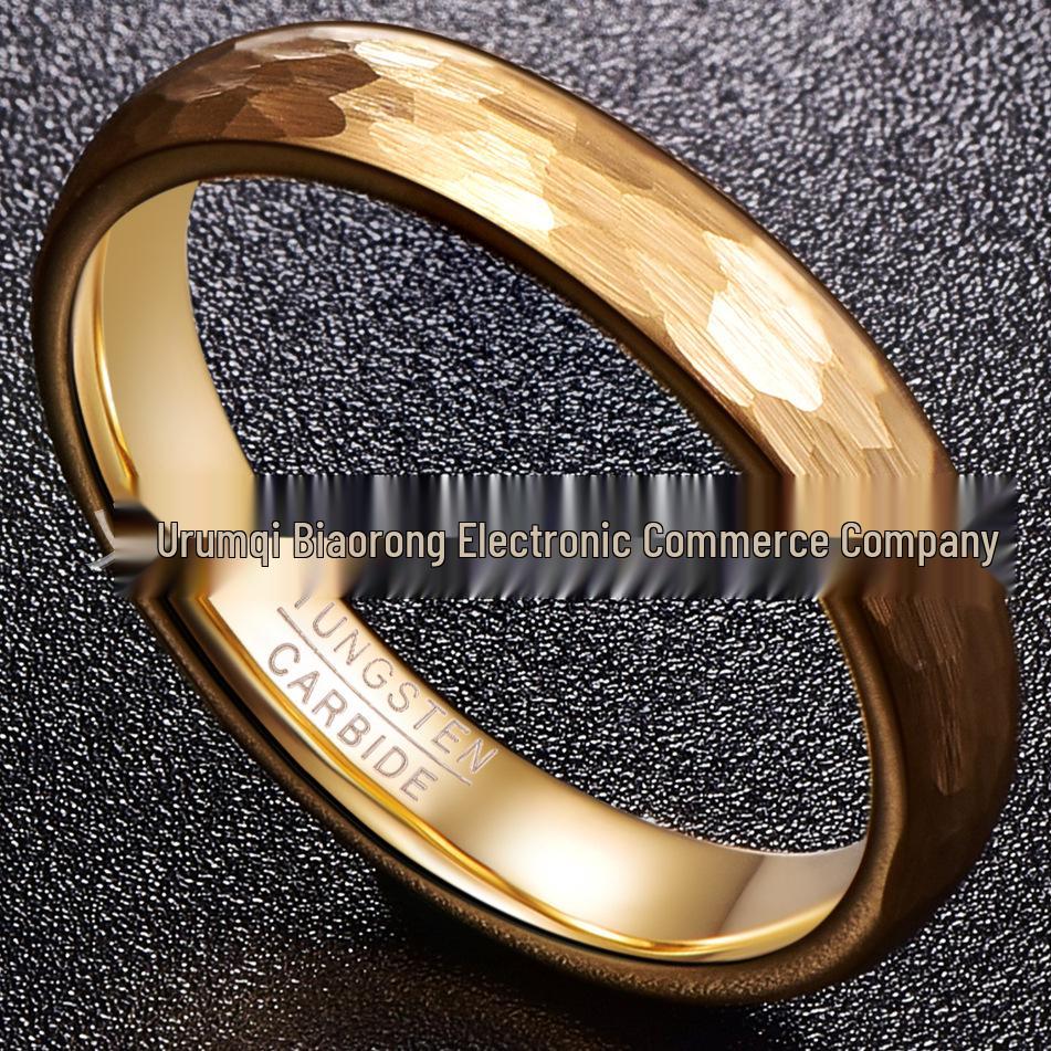 Elegant 4MM Gold Faceted Tungsten Ring, US Sizes 5-12
