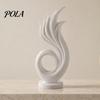 High-end Interior Decor 3D Printed Abstract Flame Swirl Sculpture, Modern Flowing Curve Art Statue, Matte Streamlined Desk Ornament Anti-Dust Desktop